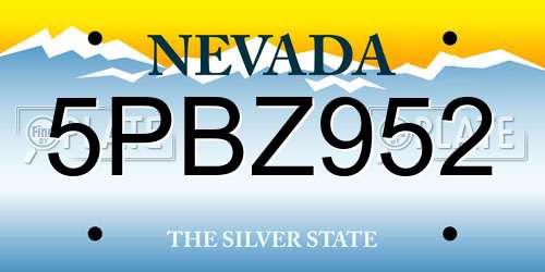 5PBZ952 Nevada License Plate
