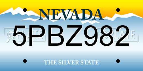 5PBZ982 Nevada License Plate