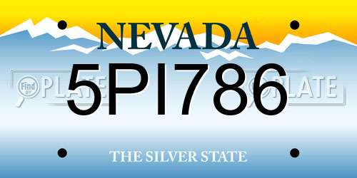 5PI786 Nevada License Plate