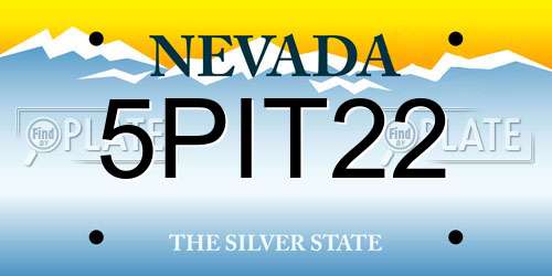 5PIT22 Nevada License Plate