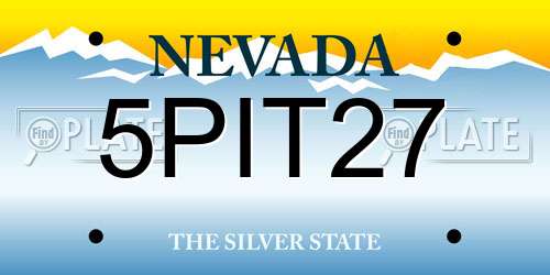 5PIT27 Nevada License Plate