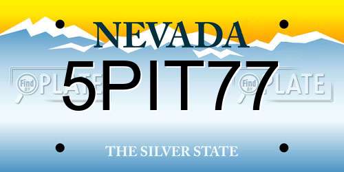 5PIT77 Nevada License Plate