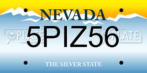5PIZ56 Nevada License Plate