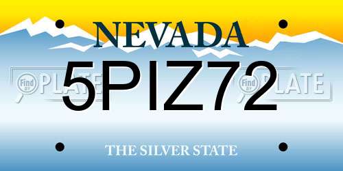 5PIZ72 Nevada License Plate