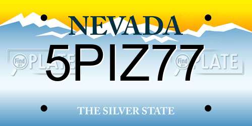 5PIZ77 Nevada License Plate