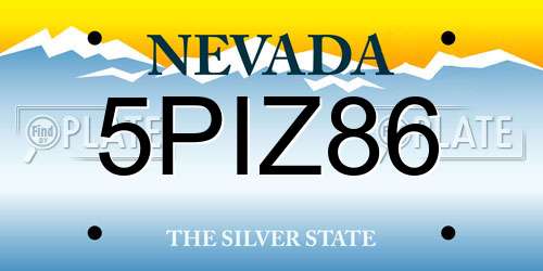 5PIZ86 Nevada License Plate