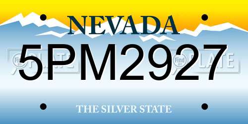 5PM2927 Nevada License Plate