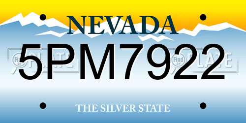 5PM7922 Nevada License Plate