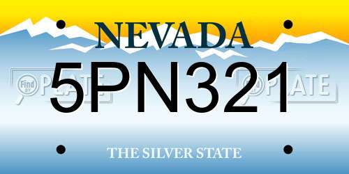 5PN321 Nevada License Plate
