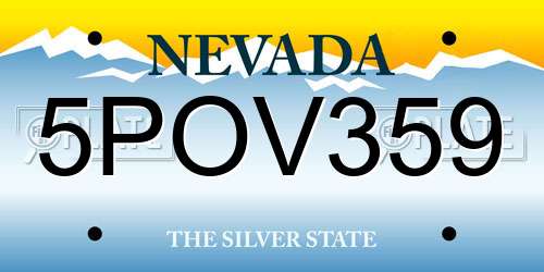 5POV359 Nevada License Plate