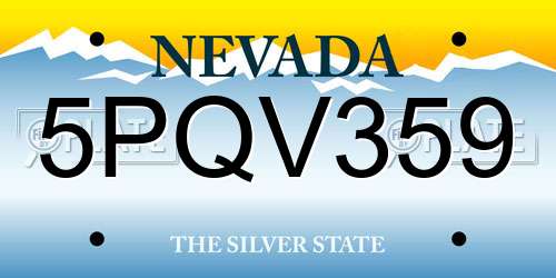 5PQV359 Nevada License Plate
