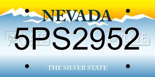 5PS2952 Nevada License Plate