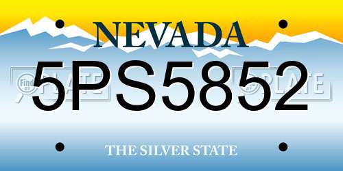 5PS5852 Nevada License Plate