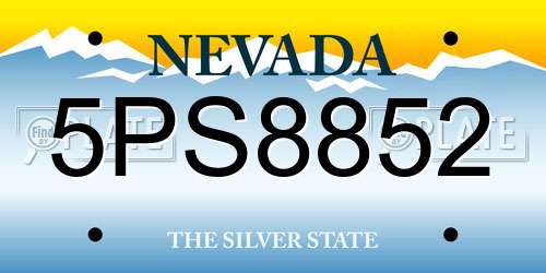 5PS8852 Nevada License Plate