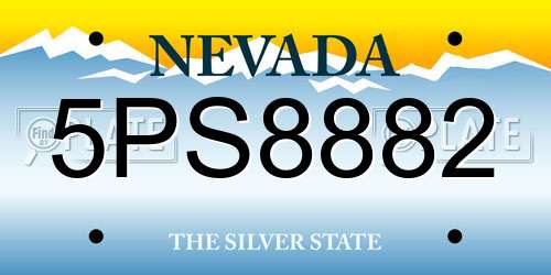 5PS8882 Nevada License Plate