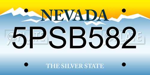 5PSB582 Nevada License Plate