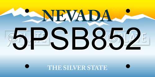 5PSB852 Nevada License Plate