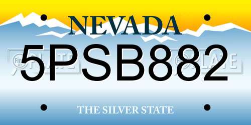 5PSB882 Nevada License Plate