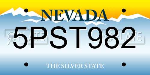 5PST982 Nevada License Plate