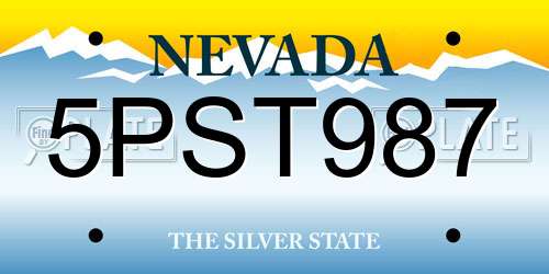 5PST987 Nevada License Plate