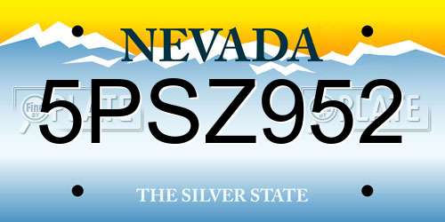 5PSZ952 Nevada License Plate