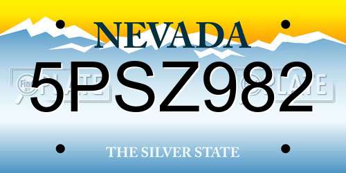 5PSZ982 Nevada License Plate