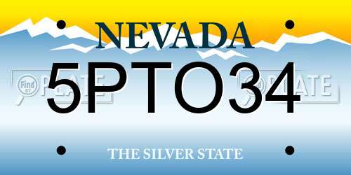 5PTO34 Nevada License Plate