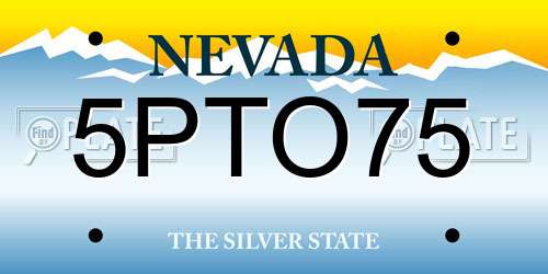 5PTO75 Nevada License Plate