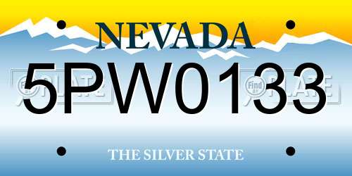 5PW0133 Nevada License Plate