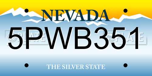 5PWB351 Nevada License Plate