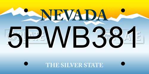 5PWB381 Nevada License Plate
