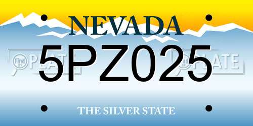 5PZ025 Nevada License Plate