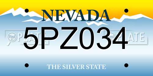 5PZ034 Nevada License Plate