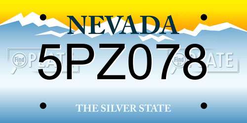 5PZ078 Nevada License Plate