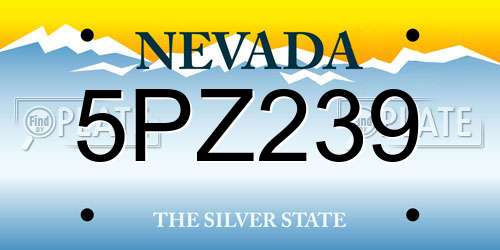 5PZ239 Nevada License Plate