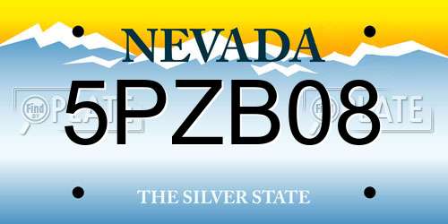 5PZB08 Nevada License Plate