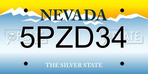 5PZD34 Nevada License Plate