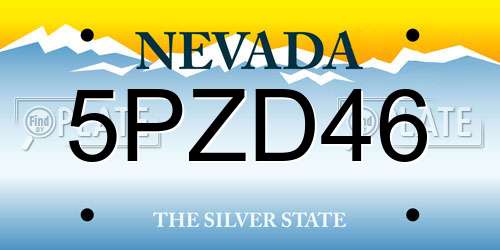 5PZD46 Nevada License Plate