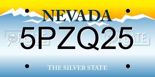 5PZQ25 Nevada License Plate