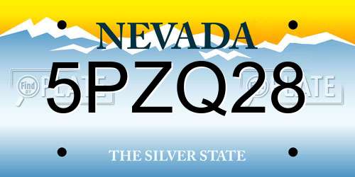 5PZQ28 Nevada License Plate