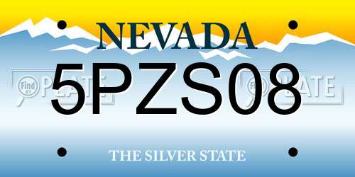 5PZS08 Nevada License Plate
