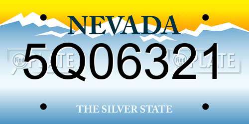 5Q06321 Nevada License Plate