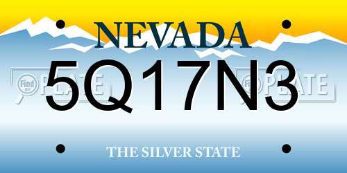 5Q17N3 Nevada License Plate