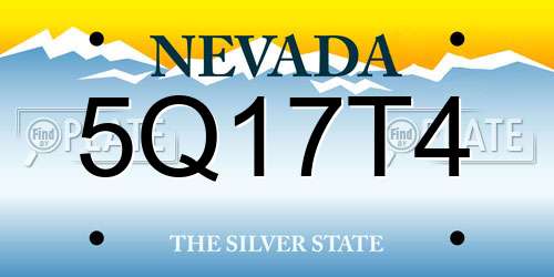 5Q17T4 Nevada License Plate