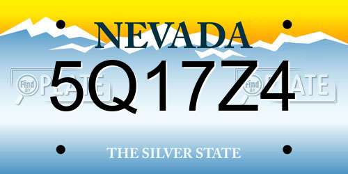 5Q17Z4 Nevada License Plate