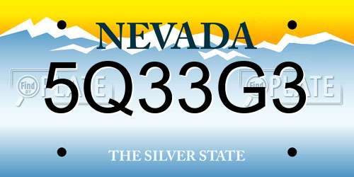 5Q33G3 Nevada License Plate