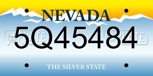 5Q45484 Nevada License Plate