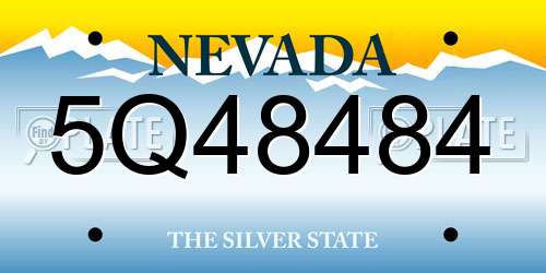 5Q48484 Nevada License Plate