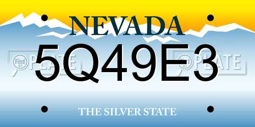 5Q49E3 Nevada License Plate