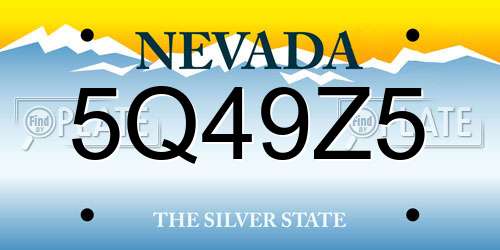 5Q49Z5 Nevada License Plate